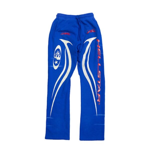 Blue Hellstar Sports Sweatpants with White Design